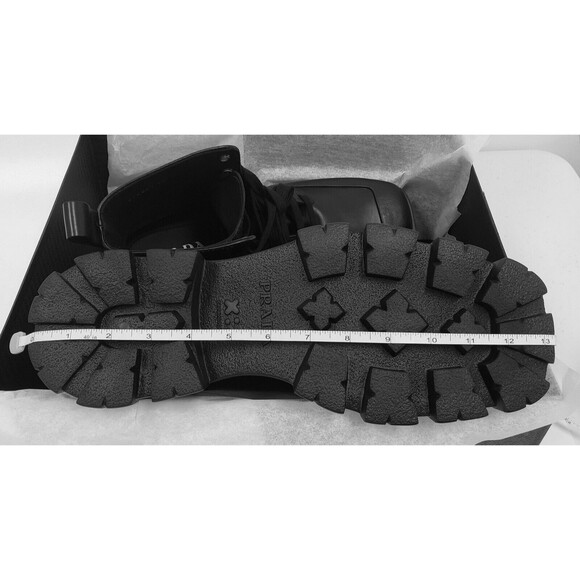 Prada Mens Monolith Lug Sole Leather Combat Ankle Boots Black Size UK 10 / US 11 - Picture 6 of 6